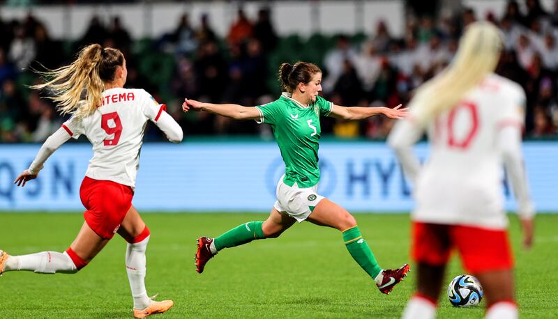 Ireland’s Niamh Fahey can be very proud of her performance. Photograph: Ryan Byrne/Inpho