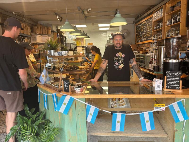 Benjamín Pugliese at the counter in Bakeology cafe in Dublin 8