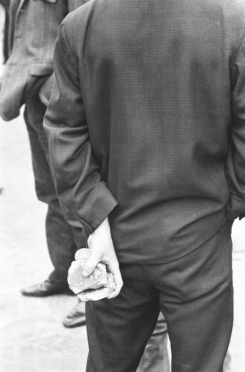 The Battle of the Bogside from the Gilles Caron exhibition at the Park Hotel Kenmare, Co Kerry. Photograph: Gilles Caron.