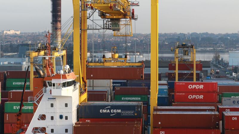 Cargo container  at Dublin Port on Friday morning. Photograph: Nick Bradshaw