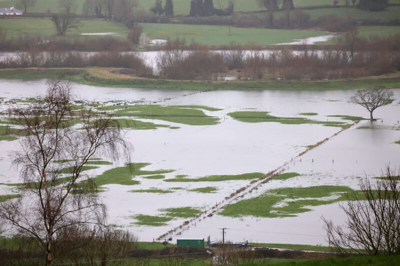 Flooded agricultural land close to the banks of the River suir in the Portlaw area of Co Waterford. Photograph: Alan Betson
