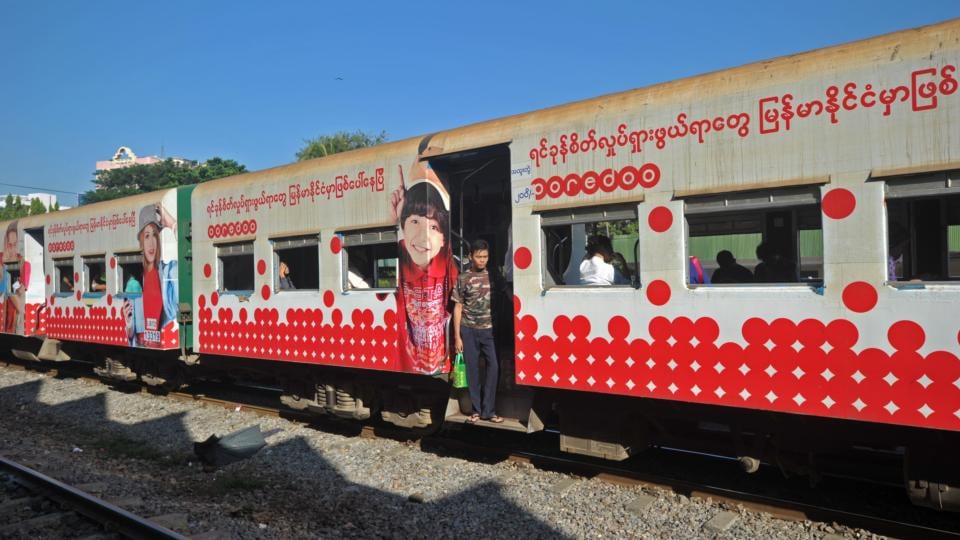 Yangon Circular Railway: the pace at which the trains chug around the city echoes the sluggishness of democratic reform. Photograph: Soe Than Win/AFP/Getty