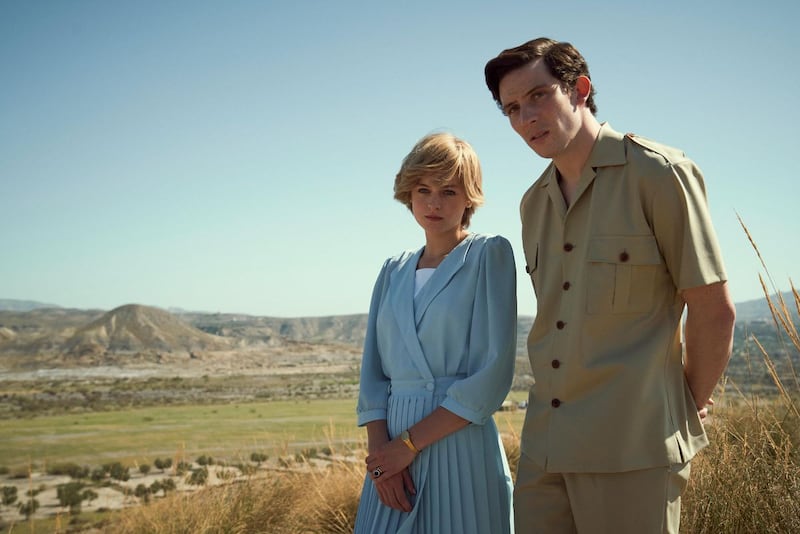 Josh O'Connor with Emma Corrin in The Crown