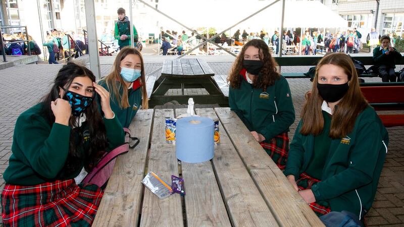 From left; Róisín McGonnnigle, Béibhínn McDonald, Jamie Kinsella, and Blathnaid Kenny. Photograph: Mary Browne