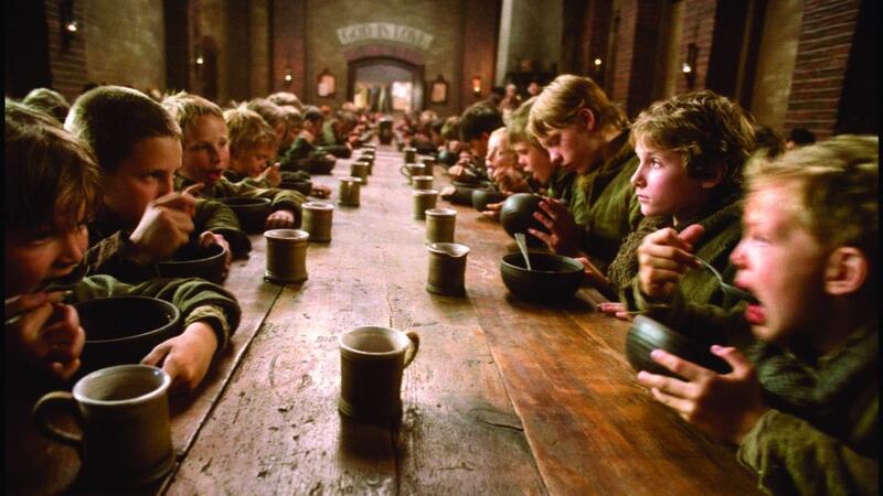 “He rose from the table; and advancing to the master, basin and spoon in hand, said, somewhat alarmed at his own temerity: ‘Please, sir, I want some more.’” Oliver Twist, Charles Dickens