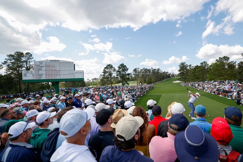 Rory McIlroy at the eighth hole at Augusta. Photograph: Michael Reaves/Getty