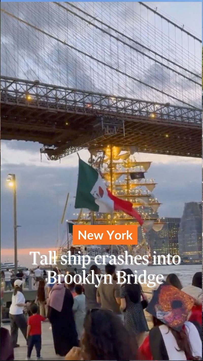 Mexican tall ship crashes into Brooklyn Bridge, killing two