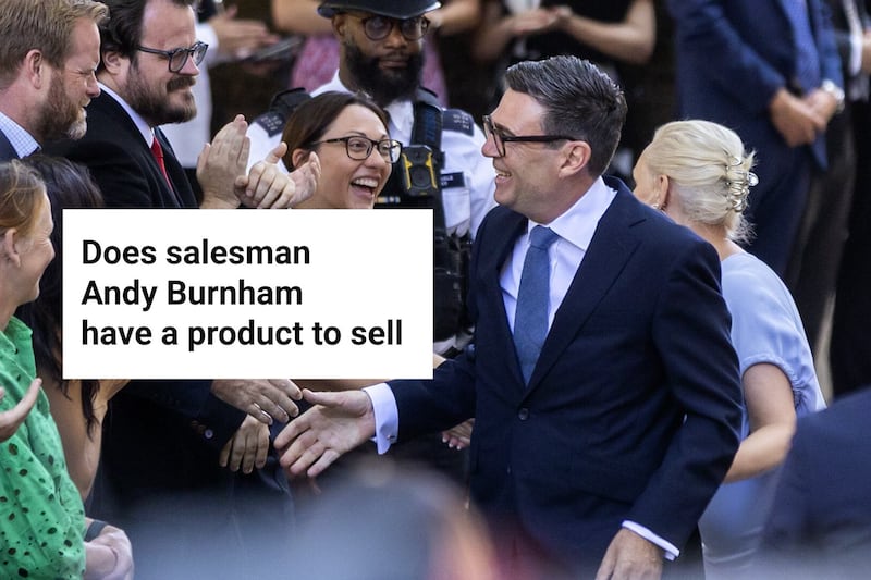 Does salesman Andy Burnham have a product to sell?