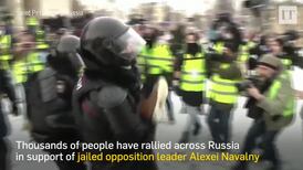 Russian police use tasers and batons against protesters at Navalny rally