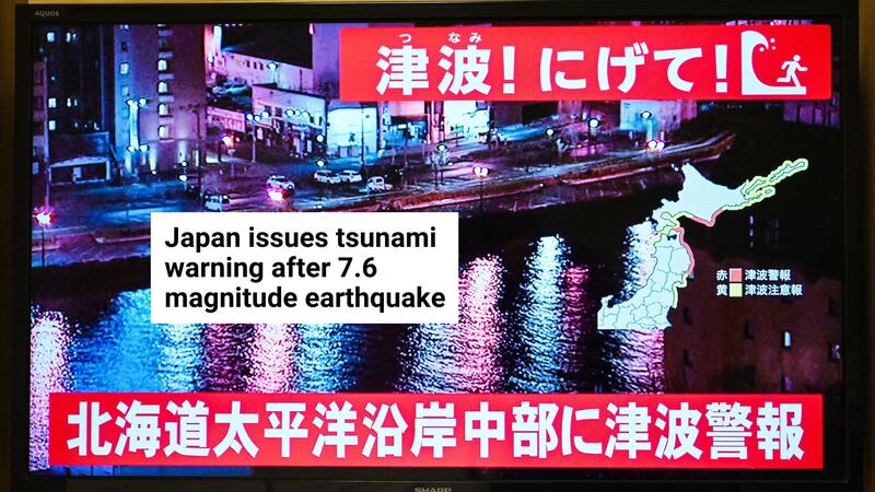 Japan issues tsunami warning after 7.6 magnitude earthquake