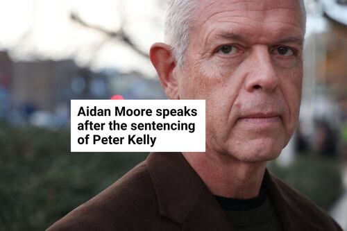 Witness victim Aidan Moore speaks after the sentencing of Peter Kelly