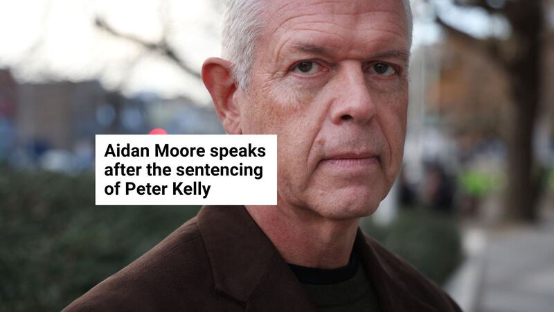 Witness victim Aidan Moore speaks after the sentencing of Peter Kelly