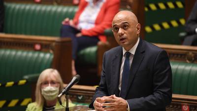 Sajid Javid apologises for comment about ‘cowering from’ virus