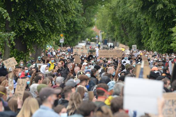 Protesters gather outside US embassy in Dublin over George Floyd death