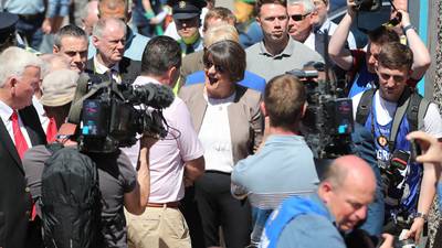 Arlene Foster cheered as she attends her first Ulster GAA final