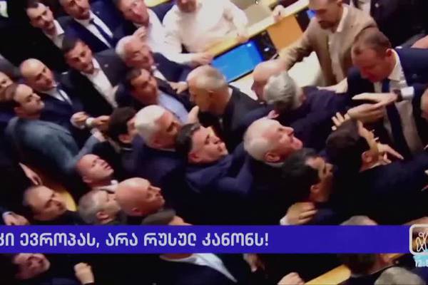 Scuffles in Georgian parliament as lawmakers set to vote for 'foreign agents' bill