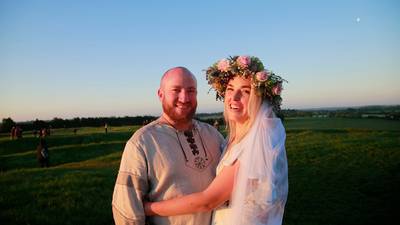 American couple hold summer solstice wedding on the Hill of Tara