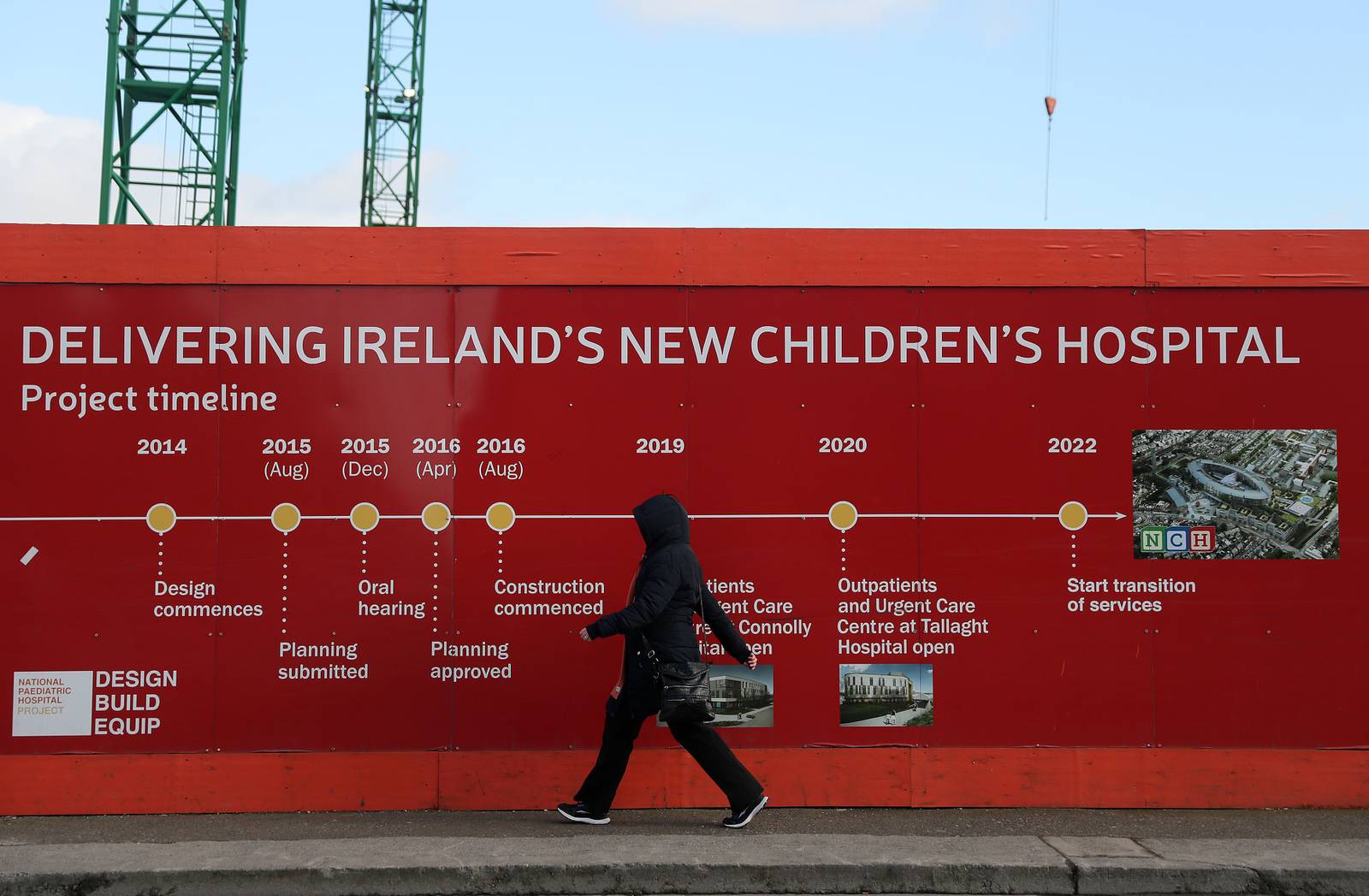 Work continues at the site of the new National Children's Hospital at St. James Hospital in Dublin. PRESS ASSOCIATION Photo. Picture date: Thursday February 7, 2019. A senior official in the Department of Health was made aware that the cost overruns at the National Children's Hospital had spiralled to over 400 million euro in September last year, the Dail has been told. See PA story POLITICS Hospital Ireland. Photo credit should read: Brian Lawless/PA Wire