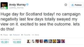 Tweets from famous Scottish folk on referendum day