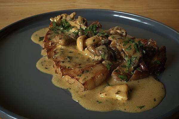 A totally Irish midweek supper: Pork chops with wild mushrooms and cider cream
