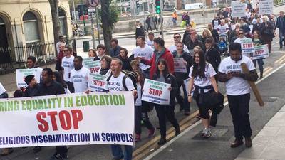Hundreds protest over ‘religious discrimination’ in schools
