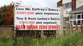 Sign near Border about Quinn directors removed by gardaí