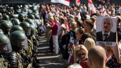 Protesters crowd Minsk as Belarus leader gets birthday call from Putin
