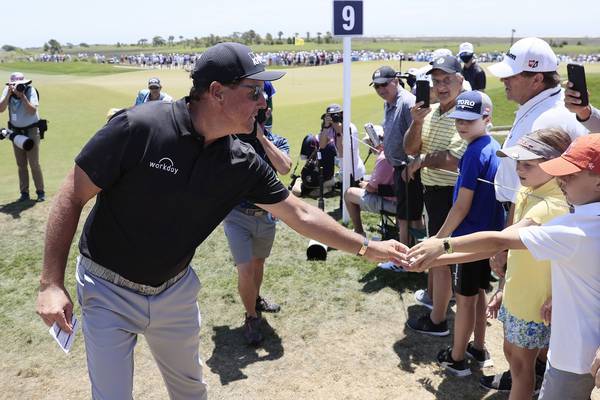 US PGA: Phil Mickelson defies time to lead as big names move into position