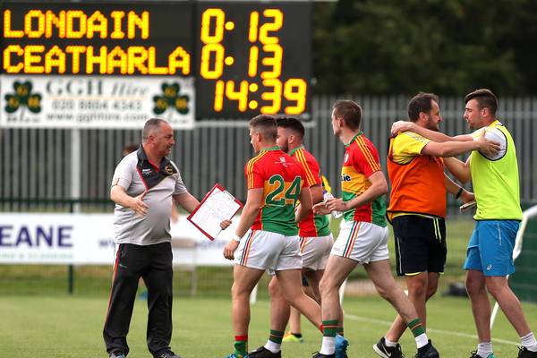 Carlow hold on in London as Brendan Murphy sees red again