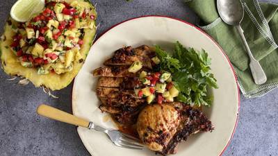 Pork with ’nduja and pineapple salsa is a classic pairing with a spicy twist