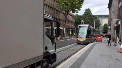 Parking pain: Luas nose-to-nose with trucks as tram tests begin