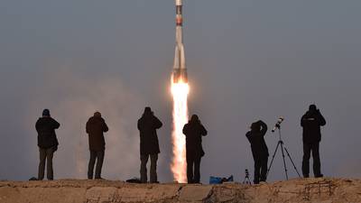 British astronaut Major Tim Peake blasts into orbit