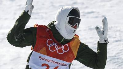 Seamus O’Connor slips just short of snowboarding final