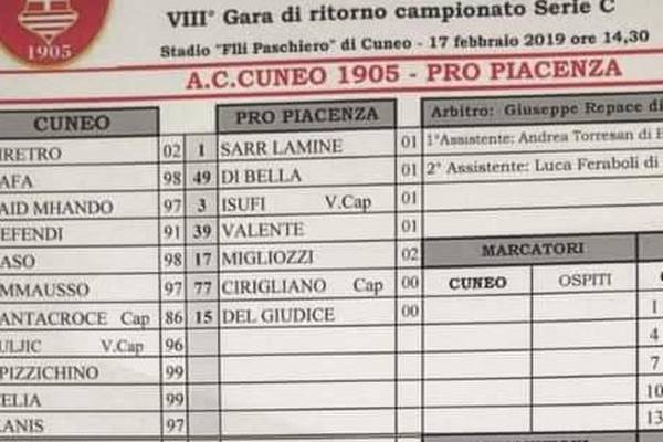 Pro Piacenza hammered 20-0 with a team of just seven players