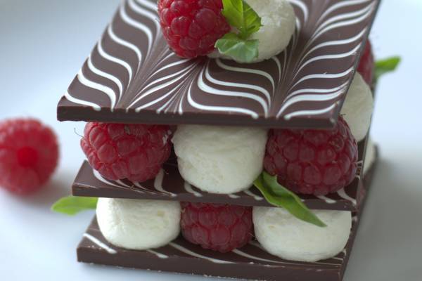 Chocolate raspberry mille feuille
