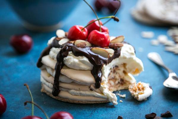 Recipe: Cherry and chocolate almond meringue stacks