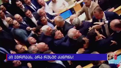 Scuffles in Georgian parliament as lawmakers set to vote for 'foreign agents' bill