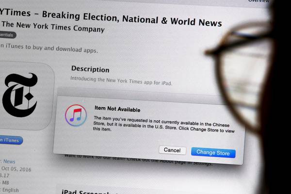 Apple pulls New York Times app from iTunes store in China