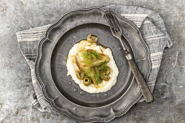 Cod brandade with roasted fennel and olives